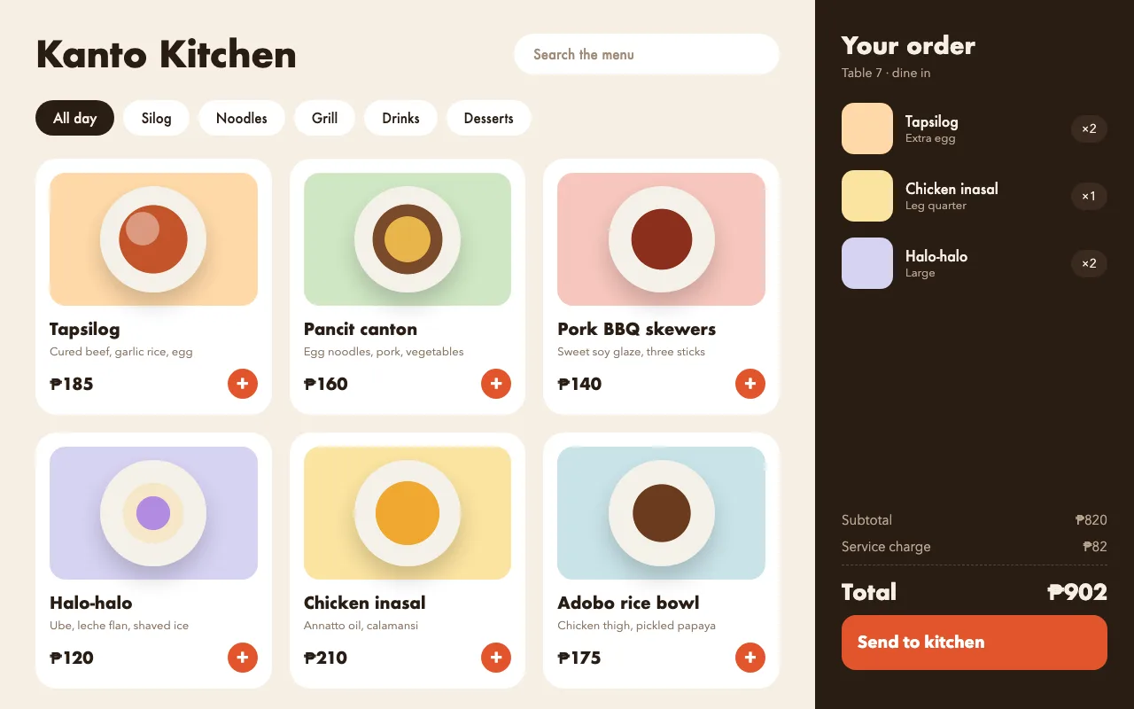Restaurant table ordering concept