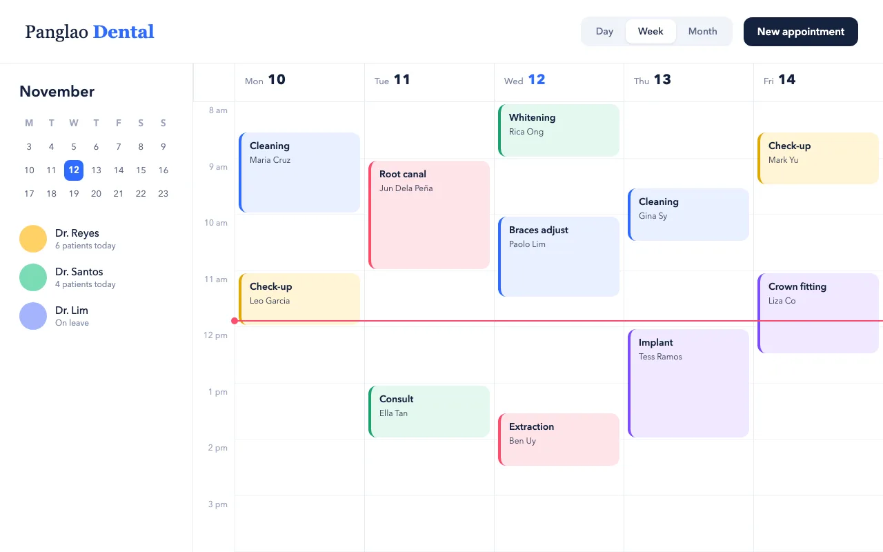 Clinic scheduling app concept
