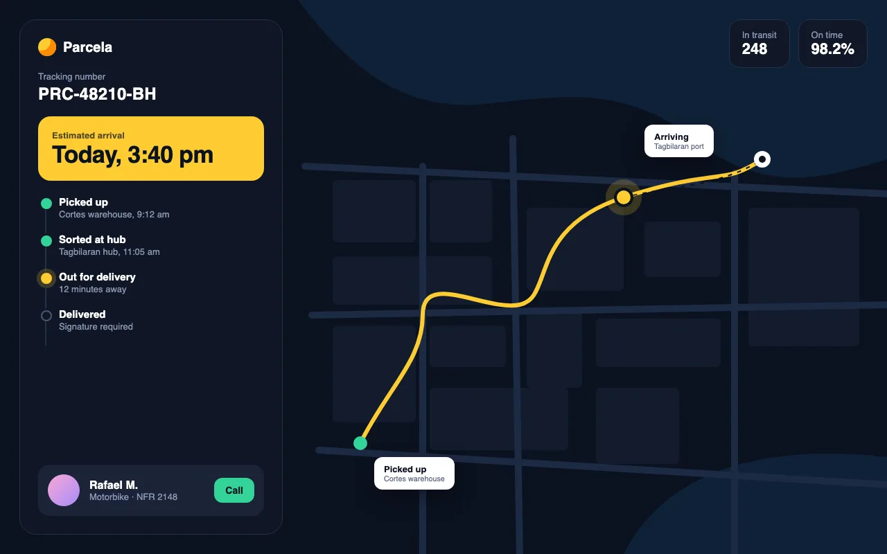 Delivery tracking app concept